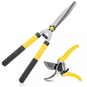 2Pc Garden Pruning Shears Hedge Cutter Secateurs Gardening Scissors Carbon Steel - Picture 1 of 6