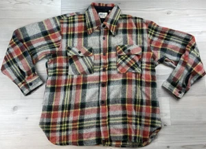K-Mart Vintage 1970’s Men’s Wool Flannel Button Up Shirt Plaid Jacket Sz L NEW - Picture 1 of 9