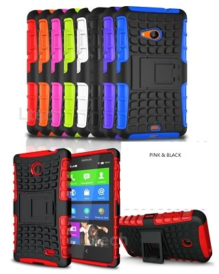 Estuche resistente a prueba de golpes rosa y negro para Alcatel Pixi 3 (4,5") - sin usar Foto 1 de 3