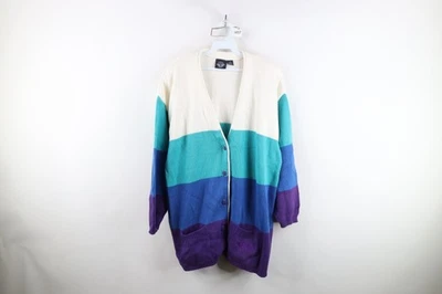 Cárdigan suéter tejido holgado bloque de color a rayas Dockers de colección años 90 para mujer 1X Foto 1 de 4