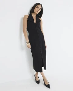 River Island Womens Black Polyester Dress XS Petite - Picture 1 of 11