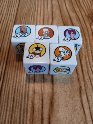 Futurama Bender's Game of Bluff Rix 2008 Set of 5 Replacement Dice - Image 1 of 2