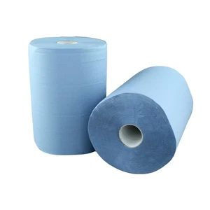 2 blaue Putztuchrollen 36,5x35 cm wischfest robust 3-lagig 500 Blatt perforiert - Bild 1 von 8