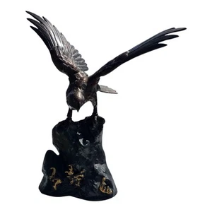 Vintage Gusseisen Adler Statue Vogel Beute Büro Skulptur Metall - Bild 1 von 15