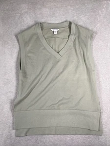 Athleta Retroterry V-neck Sweatshirt Women's Medium Fern Green Tee Vest Top - Picture 1 of 9