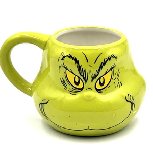 The Grinch Face Sculpted Mug Dr. Seuss Green Ceramic Christmas Coffee Cup 20oz - Picture 1 of 6