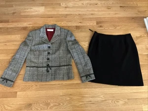 Tahari Arthur S Levine Anzug Jacke Rock Gr. 16 Schleifen gefüttert Boucle 2-teilig - Bild 1 von 12