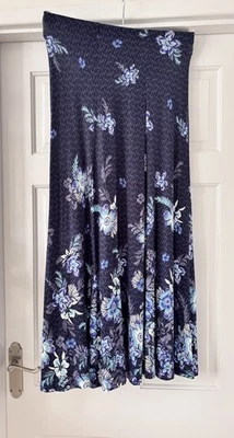 M&S PER UNA .. Blue mix Elasticated Waist 'A' Line Maxi skirt Size 8 - Image 1 of 4