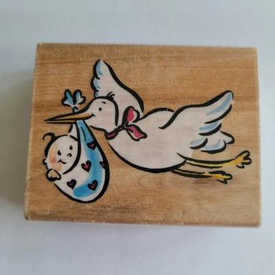 Estampilla de goma montada en cigüeña con bebé estampida de goma A2268E Foto 1 de 2