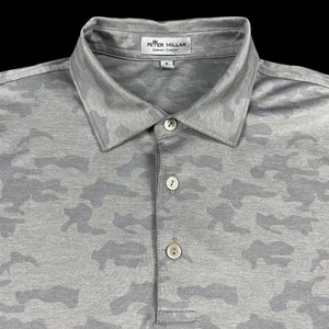 Polo de golf Peter Millar Summer Comfort para hombre gris medio camuflaje estampado usado en excelente estado - Imagen 1 de 13