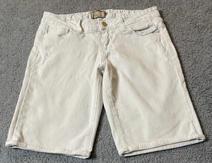 Paige USA Bermuda Jean Shorts Women’s 28 White Leather Logo Athleisure Classic - Picture 1 of 10