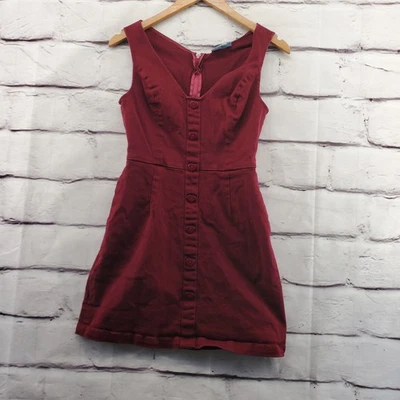 ANTHRO MODCLOTH Sheath Dress Womens Medium Mini Sleeveless Burgundy Heart Button - Image 1 of 4