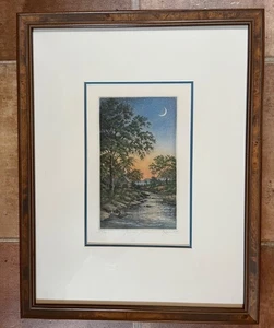 Vintage 1987 Kathleen Cantin Print, Summer Moon, Pencil Signed, 534/750 - Bild 1 von 5