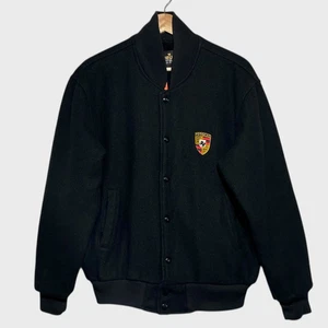 Chaqueta Universitaria Porsche Negra Vintage Años 90 Auburn Ropa Deportiva Mediana M - Imagen 1 de 4