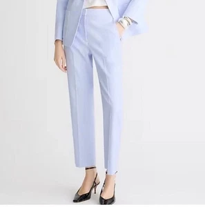 J. Crew Kate Linen Blend Pants Women’s Sz 8 Straight Leg Stretch Light Blue - Picture 1 of 13