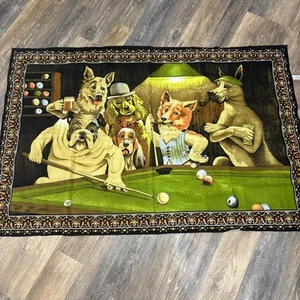 Arazzo piscina gioco cane vintage quadro cotone da appendere 57”x38” Turchia - Foto 1 di 6