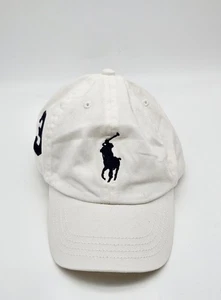 Vintage Polo Ralph Lauren Big Pony Chino Sports Hat Cap White Adjustable Cotton - Picture 1 of 7
