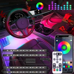 RGB Interior Car Lights, 2-in-1 Design 4Pcs 48 LED App Control, Remote Contro... - Picture 1 of 7
