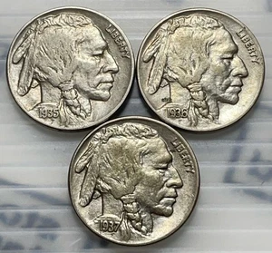 1935, 1936 & 1937 Büffelnickel Lot - vz / Vollhorn - Bild 1 von 4