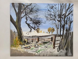 Oil Painting By Robert Pinchin Signed Canvas Snow Landscape 30.5x25.5cm Rare - Picture 1 of 11