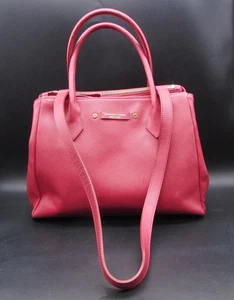 Samantha Thavasa New York Pink Leather Shoulder Bag Handbag with Top Handle - Picture 1 of 10