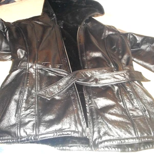 Wilson’s Damen Schwarz Leder Gürtel Kunstfell Mantel Full Zip Größe XL TOP!! - Bild 1 von 12