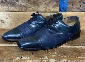 Zapatos Oxford para hombre Mezlan de cuero liso con punta cuadrada gris oscuro azulado 11,5 EE. UU. M - Imagen 1 de 12
