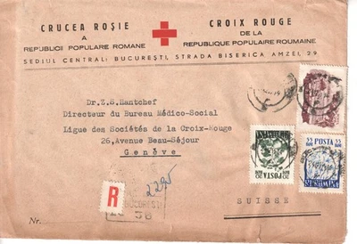 Rumania 1958 Cubierta Registrada Cruz Roja a Cruz Roja Ginebra... Foto 1 de 2
