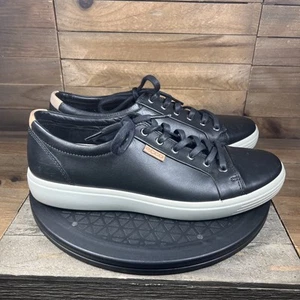 Ecco Soft 7 Herren Größe 9 Schwarz Leder Schnürschuhe Freizeit Komfort Schuhe - Bild 1 von 10