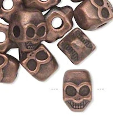 20 cuentas de calavera de peltre chapado en cobre envejecido de 11x8 mm con agujero de 2,5 mm * Foto 1 de 2