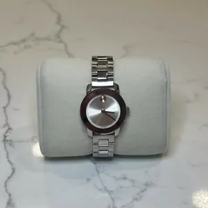 Movado Bold Evolution Silver Dial Stainless Steel w/ Rose Gold 24mm Women Watch - Picture 1 of 4