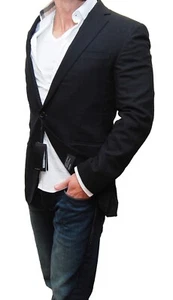 $1495 Polo Ralph Lauren Black Label Men Blazer Sport Coat Flannel Wool Italy 42L - Picture 1 of 8