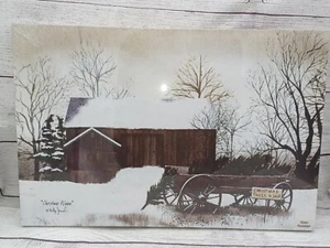 Christmas Wagon by Billy Jacobs, Canvas Picture, 12"x18" Amish Barn Trees - Picture 1 of 2