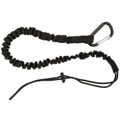 Portwest FP34 Tool Lanyard Elasticated Drawstring Carabiner - Black - Image 1 of 3