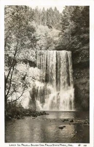 Postcard Oregon Silver Creek State Park Lower South Falls RPPC 1939-50 Unused - Picture 1 of 1