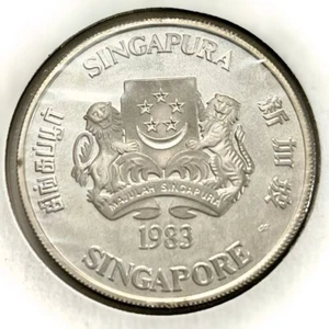 1983 Singapore Uncirculated Proof $10 Dollar Silver Coin Rare Low Mintage - Picture 1 of 12