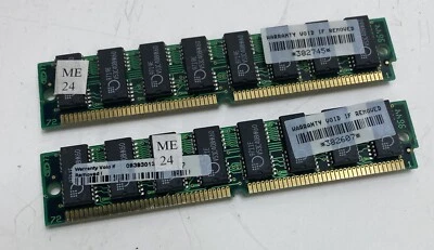 2 x Mosel Vitelic V53C408HK60 72-Pin 60n/s EDO Non-Parity Memory Modules - Image 1 of 3