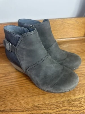 Botines de cuña Dansko Shirley para mujer 38 EE. UU. talla 7,5-8 gris gamuza cuero Foto 1 de 4