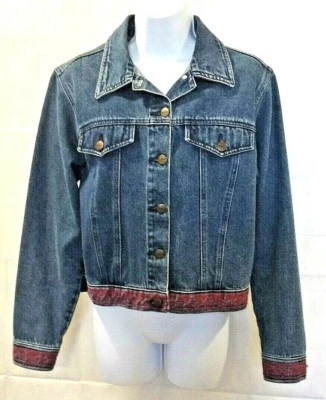 AMI Jean куртка винтажный джинсовой ткани водитель грузовика вышитое пальто женщин размер M - Изображение 1 из 4