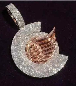 3.20CT Round Cut Moissanite Wings Men's Pendant 14k Rose Gold Plated Silver - Picture 1 of 6
