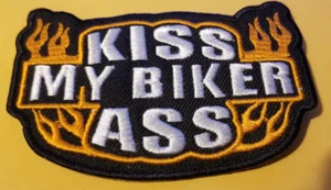 Kiss My Biker Ass bestickter Motorradaufnäher ca. 2,5x3,75" - Bild 1 von 2