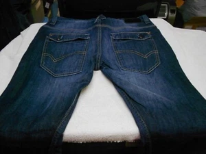 VINTAGE Herren MISCHUNG KNOPFLEISTE KLASSISCH 5 Taschen blau Denim Jeans 33 x 34 (eigentlich) - Bild 1 von 4