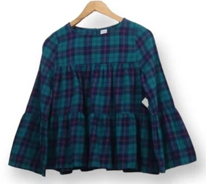 Arizona Girls Cotton Plaid Tiered Boho Top Sz XL 16 - Picture 1 of 10