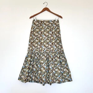 Ceres Life Organics Skirt Size S Autumn Fall Floral Cotton Midi Ruffle Tier - Picture 1 of 6