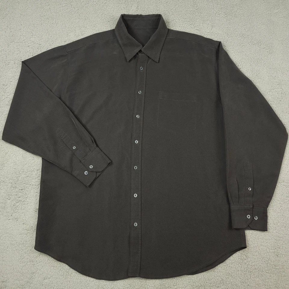 Bugatchi Shirt Mens XXL Dark Gray Textured Stripe Modal Long Sleeve Button Up - Image 1 of 4