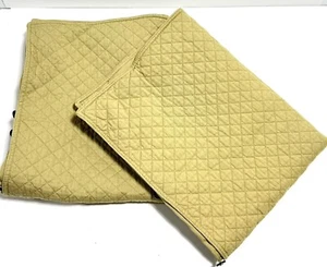 2 Ralph Lauren Rock River EURO Pillow Shams Diamond Quilted Tan Chino 20x26 - Picture 1 of 6