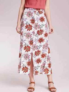 TALLAS 16 Y 20 Julipa BLANCO Floral Botón A Través Maxi Largo Falda Acampanada - Imagen 1 de 4