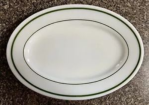 Pyrex Tableware Oval Platter by Corning 12.5” Green Stripe Vintage - Picture 1 of 2
