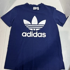 Adidas Womens Navy logo short sleeve t-shirt Sz SM - Picture 1 of 6