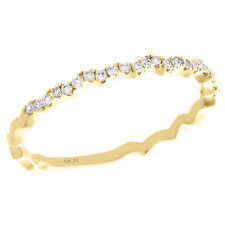 Stackable Right Hand Ring 0.13 Ct. 10K Yellow Gold Pave Set Diamond Contoured